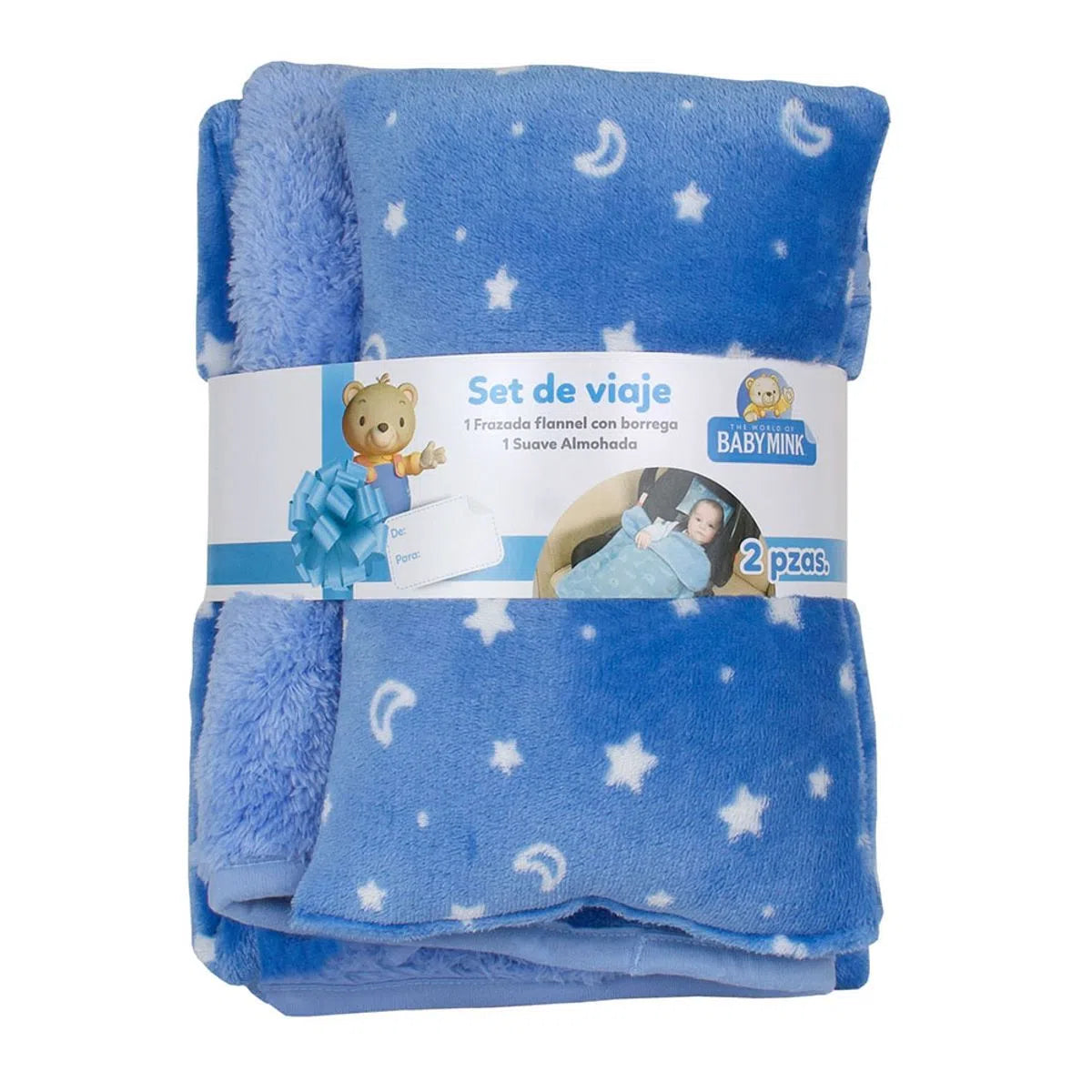 Set de viaje almohada y frazada con borrega