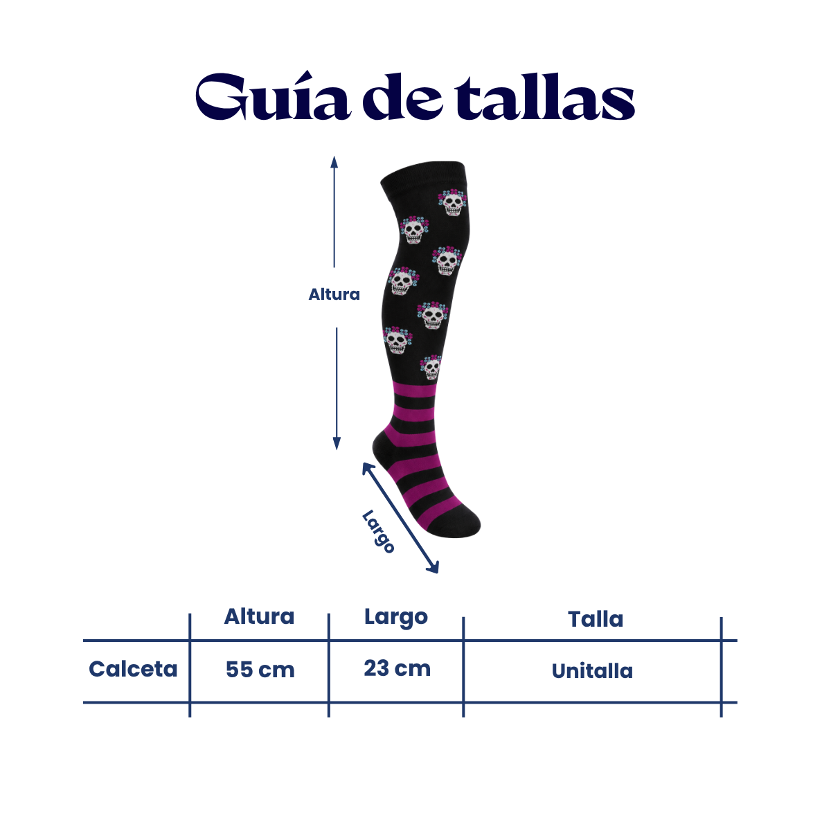 Calceta medieta halloween catrina calavera unitalla Camila