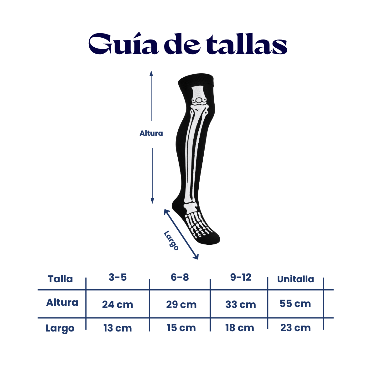 Calceta medieta de huesos blancos unisex Leka