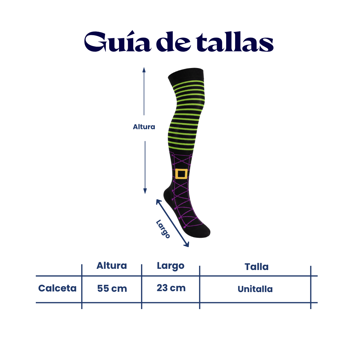 Calceta medieta halloween botas bruja unitalla Camila