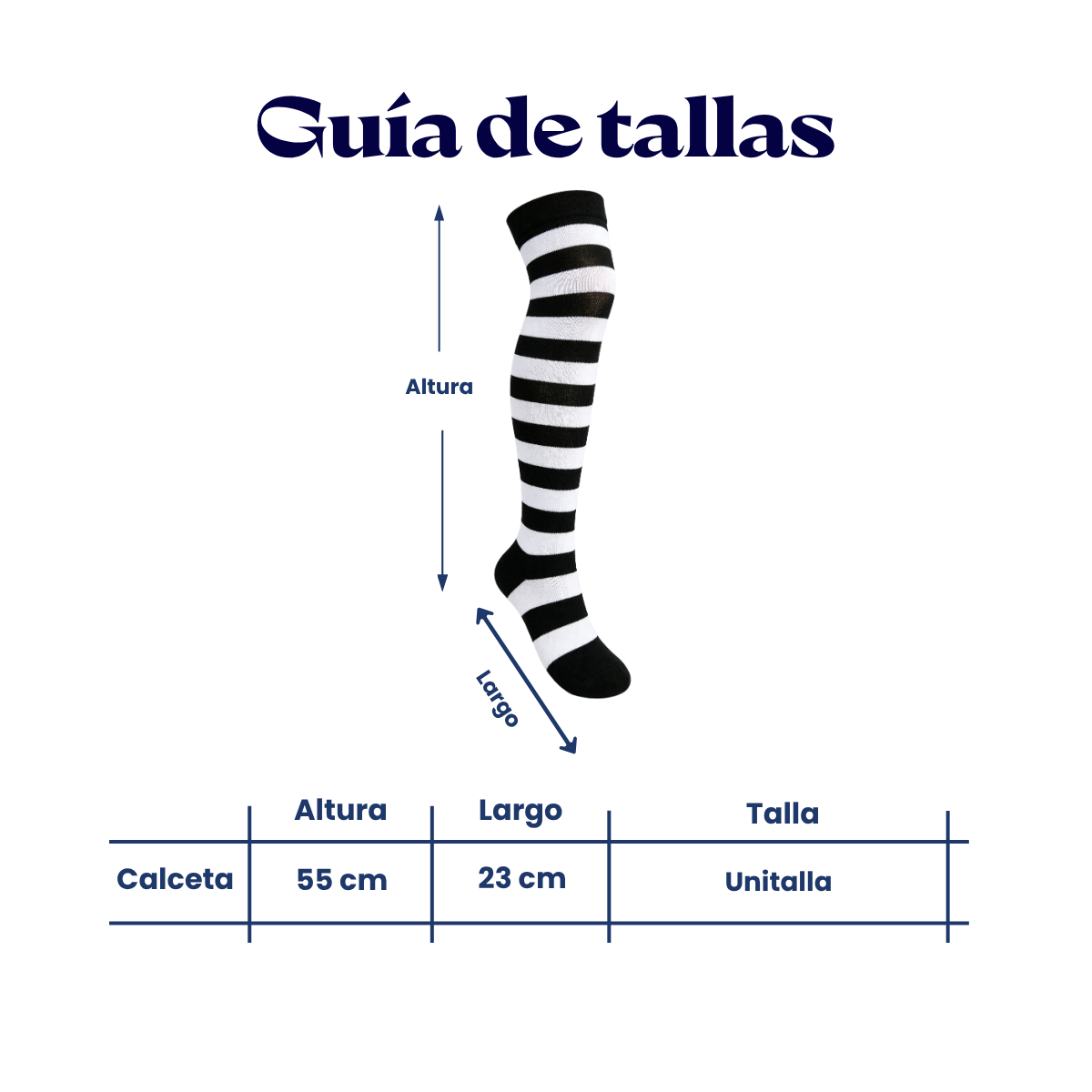Calceta medieta rayada blanca con negro unitalla Leka