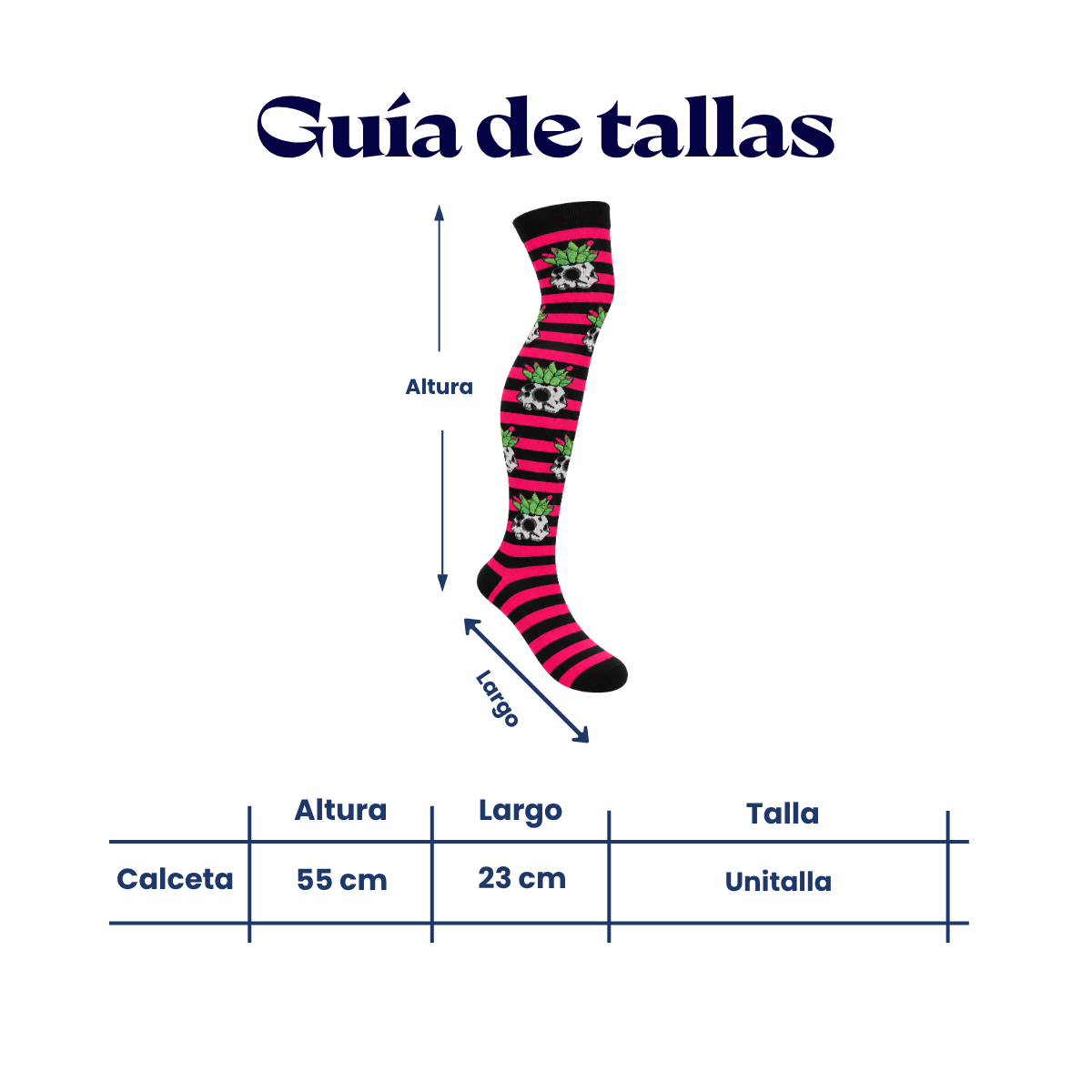 Calceta medieta halloween rayada con calaveras unitalla Leka
