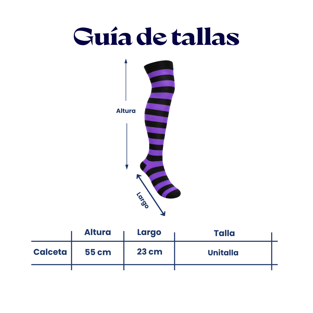 Calceta medieta rayada morado con negro unitalla Leka