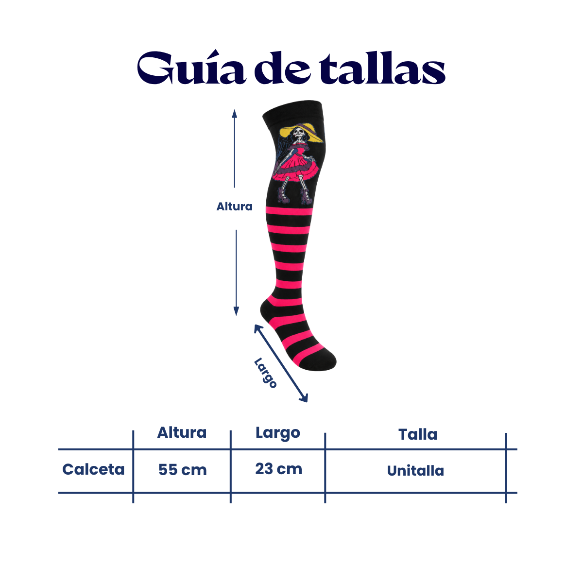 Calceta medieta halloween catrina rosa fosfo unitalla Leka