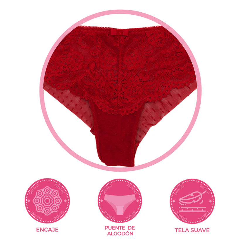 Coordinado strapless con encaje rojo dama #24422-74422 Carnival