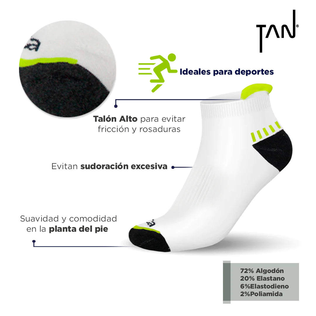 Tin deportivo talón alto caballero #8010 paquete de 3