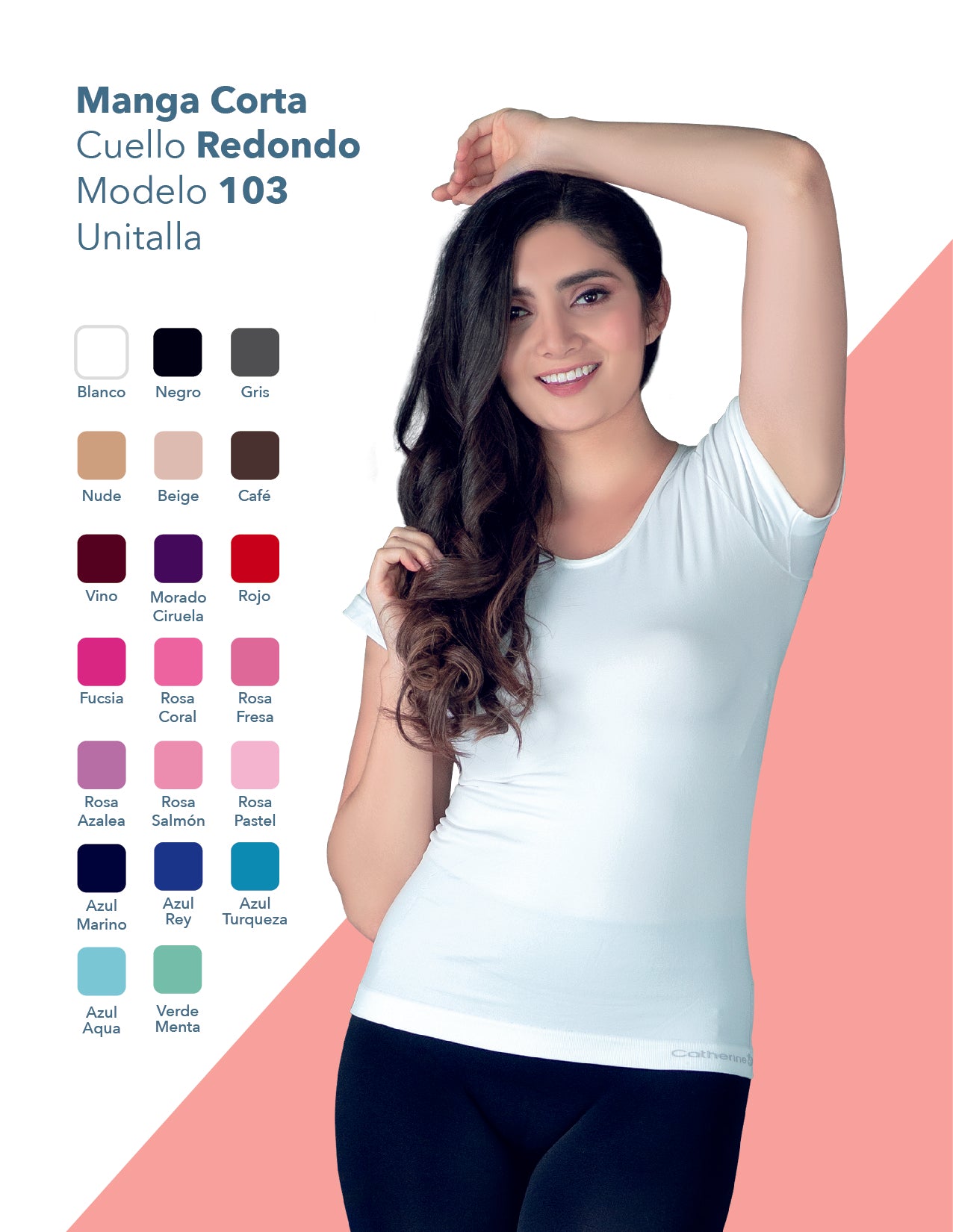 Playera cuello redondo manga corta de microfibra unitalla #103 catherine