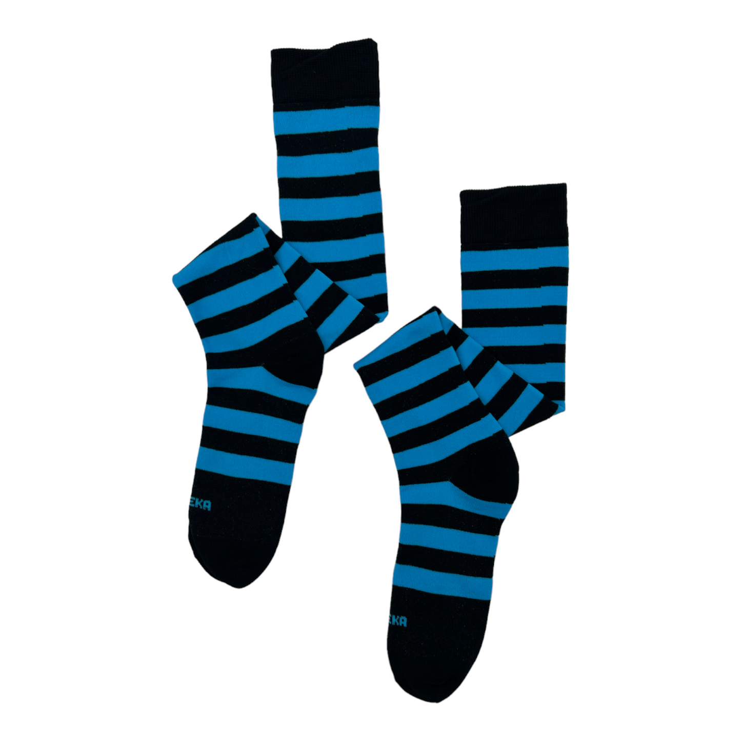 Calceta medieta rayada azul con negro unitalla Leka