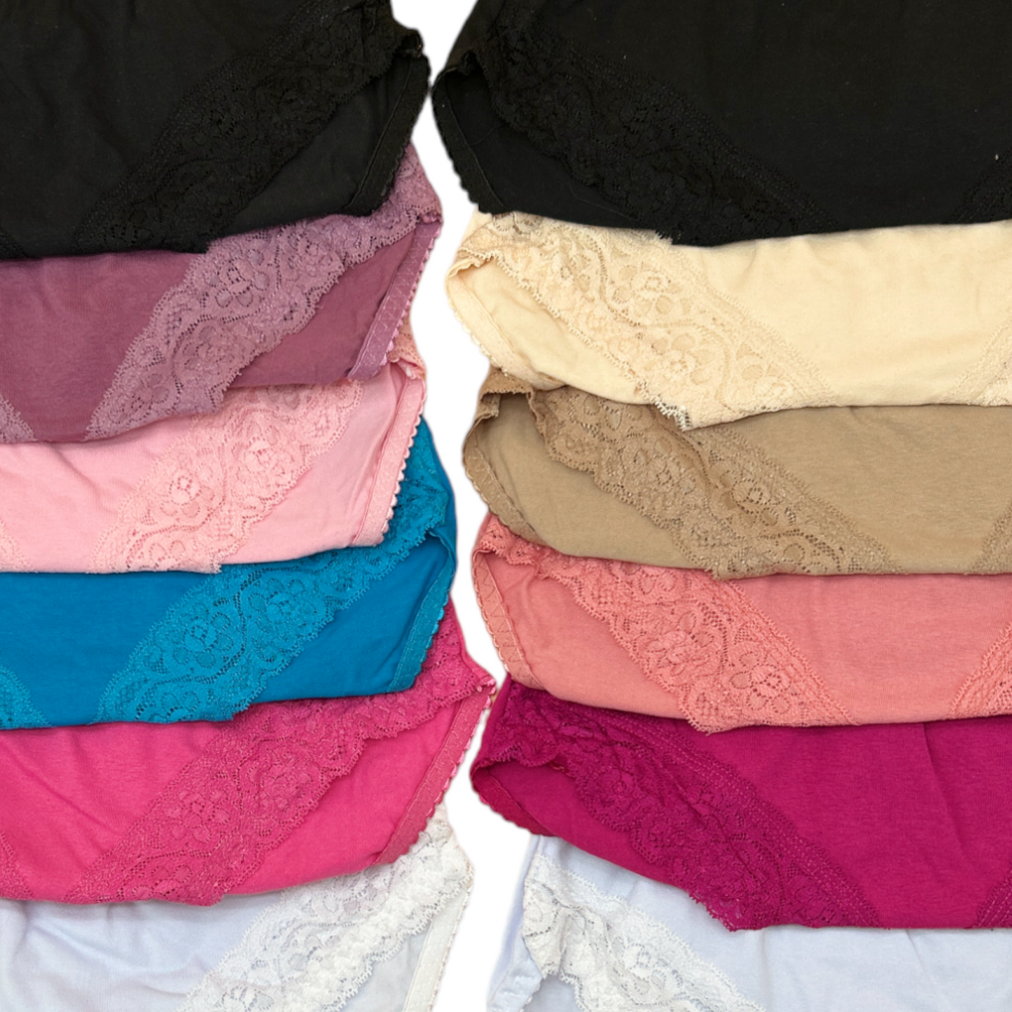 Pantaletas corte francés encaje en pierna surtido unitalla Carel paquete de 12