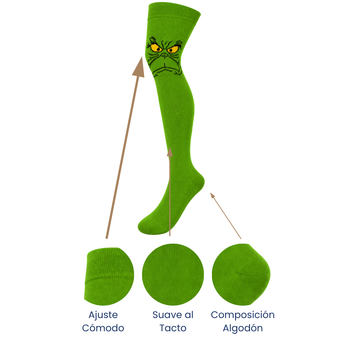 Calceta medieta navideña de grinch unitalla Oslo