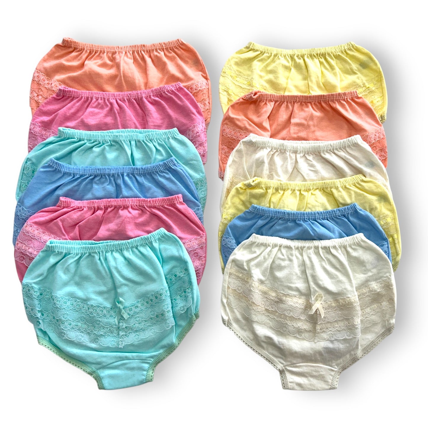 Pantaleta con olan de color económica varias tallas y modelos paquete de 12