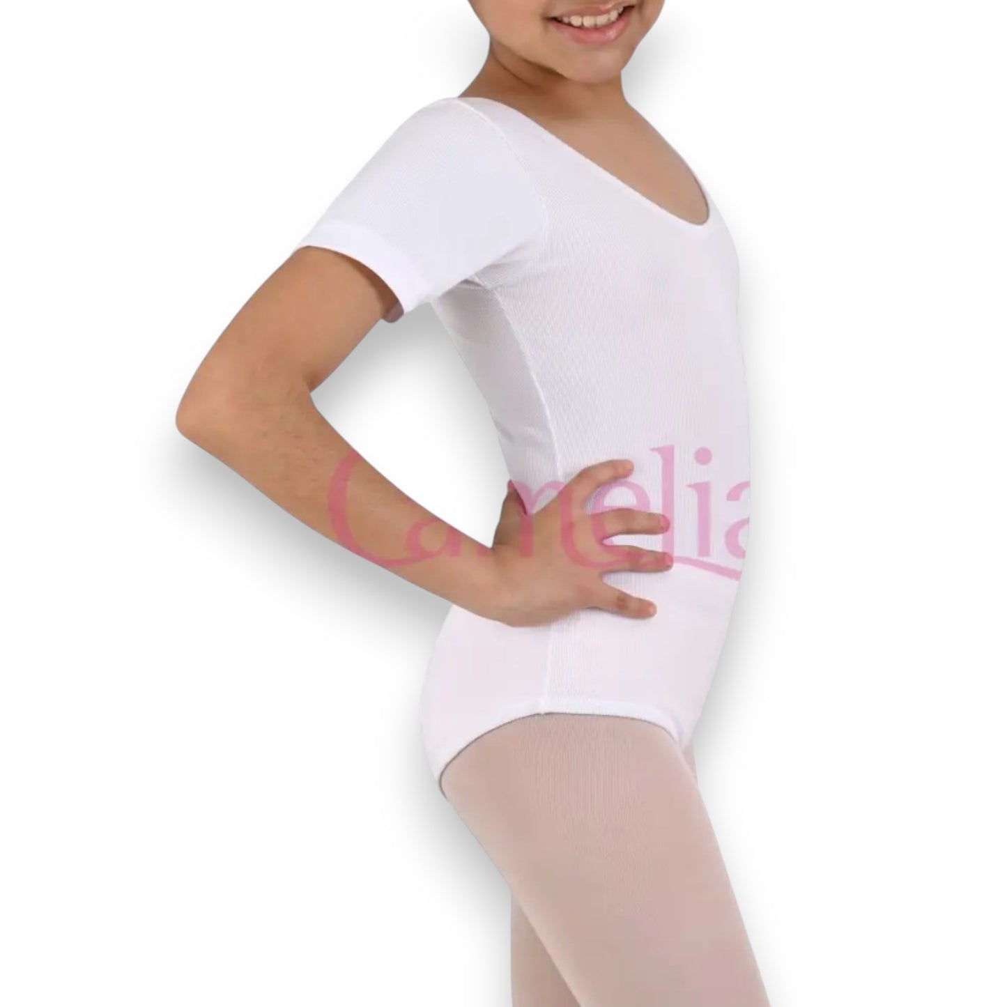 Leotardo de nylon manga corta niña