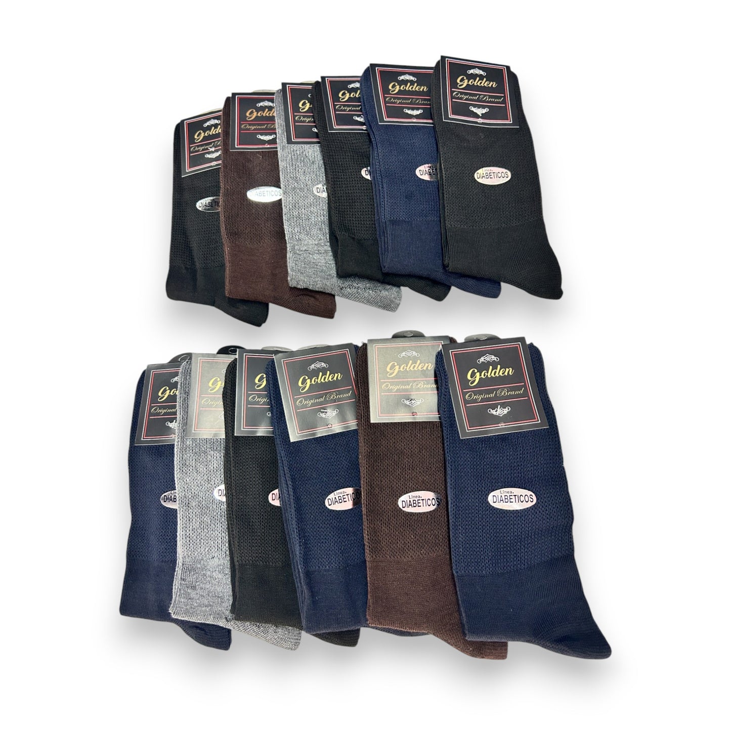 Calcetines para diabético de algodón unitalla caballero golden liso paquete de 12