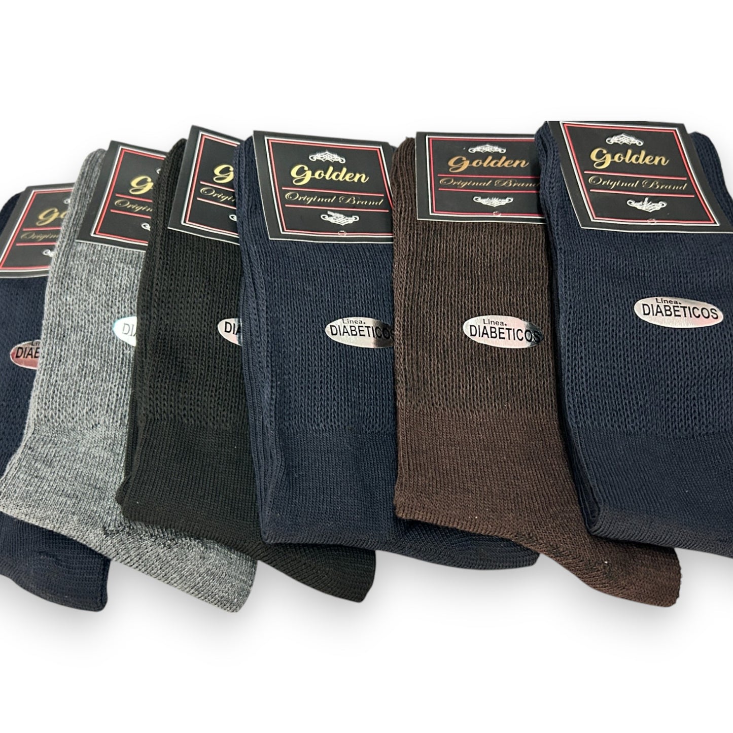 Calcetines para diabético de algodón unitalla caballero golden liso paquete de 12
