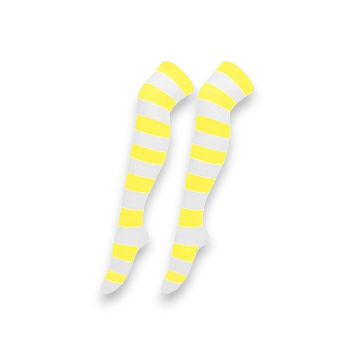 Calceta medieta rayada amarillo con blanco unitalla Leka