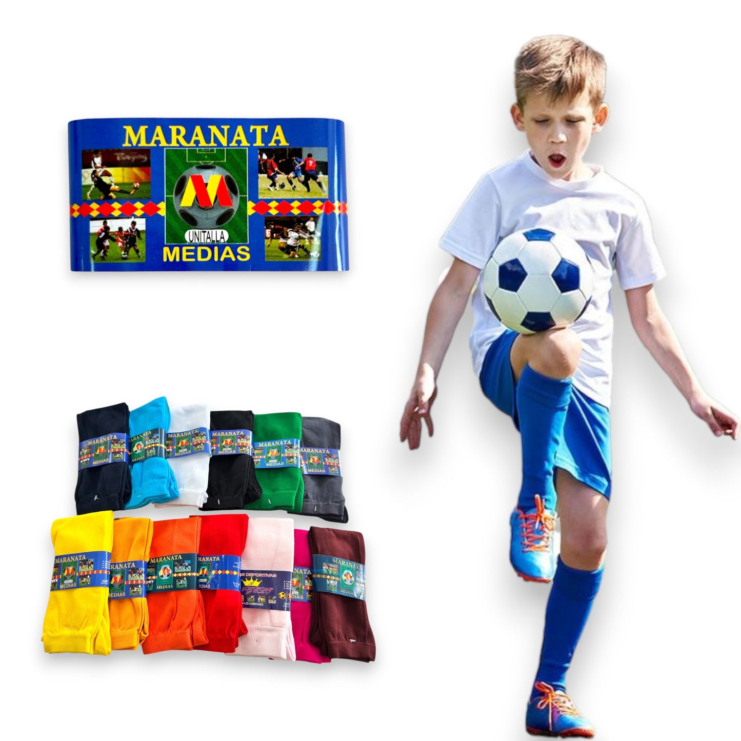 Calceta para deportes futbol varios colores y tallas Maranata infantil