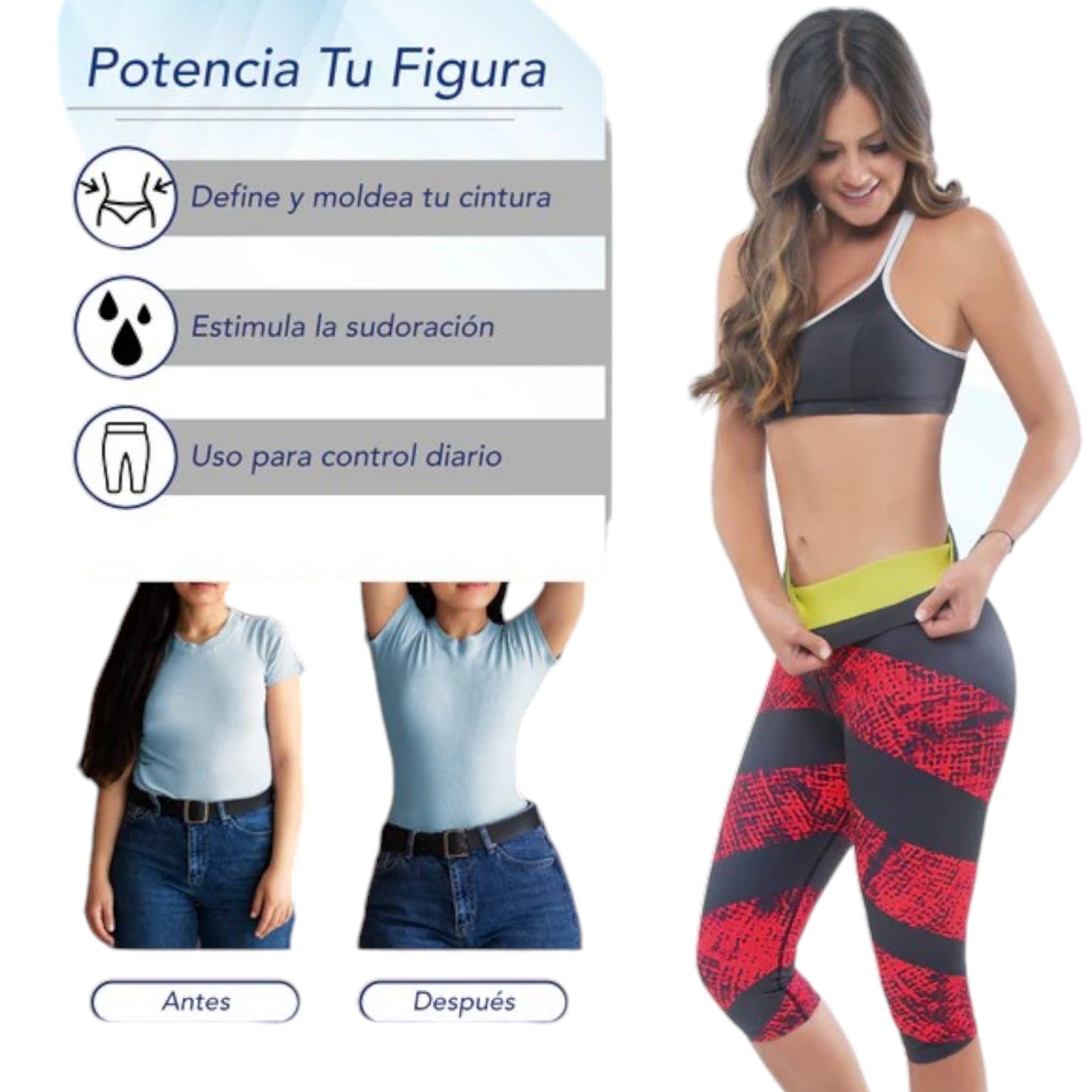 Leggins deportivos estampados tipo capri con compresión media colombiano #007E Romanza