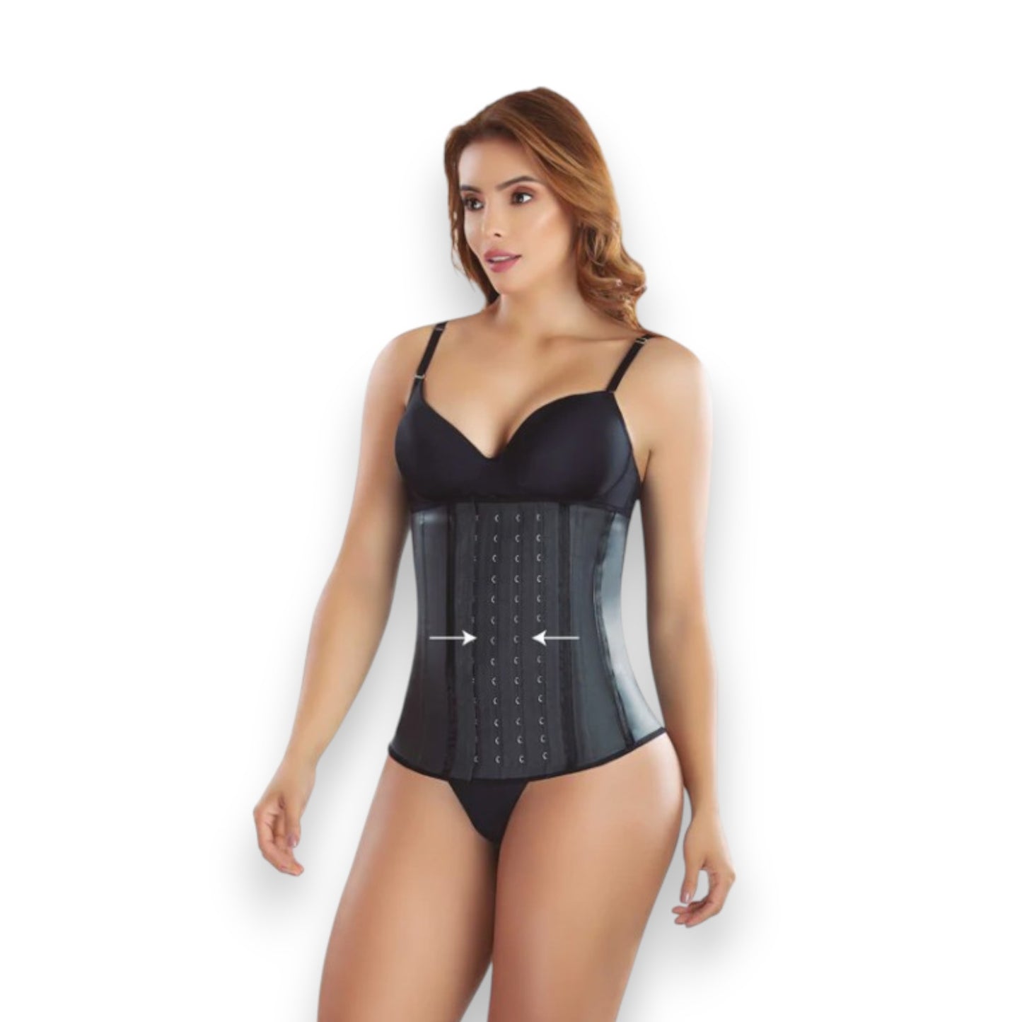 Cinturilla colombiana negra de látex expuesto 13 broches por 4 líneas #1060-1129 Romanza