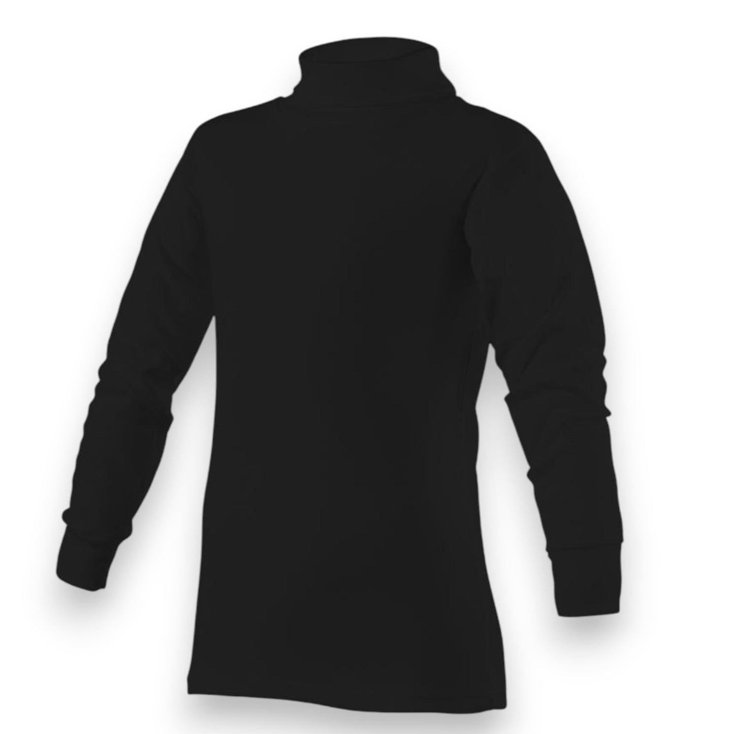 Playera cuello ruso manga larga negra unitalla caballero AYA