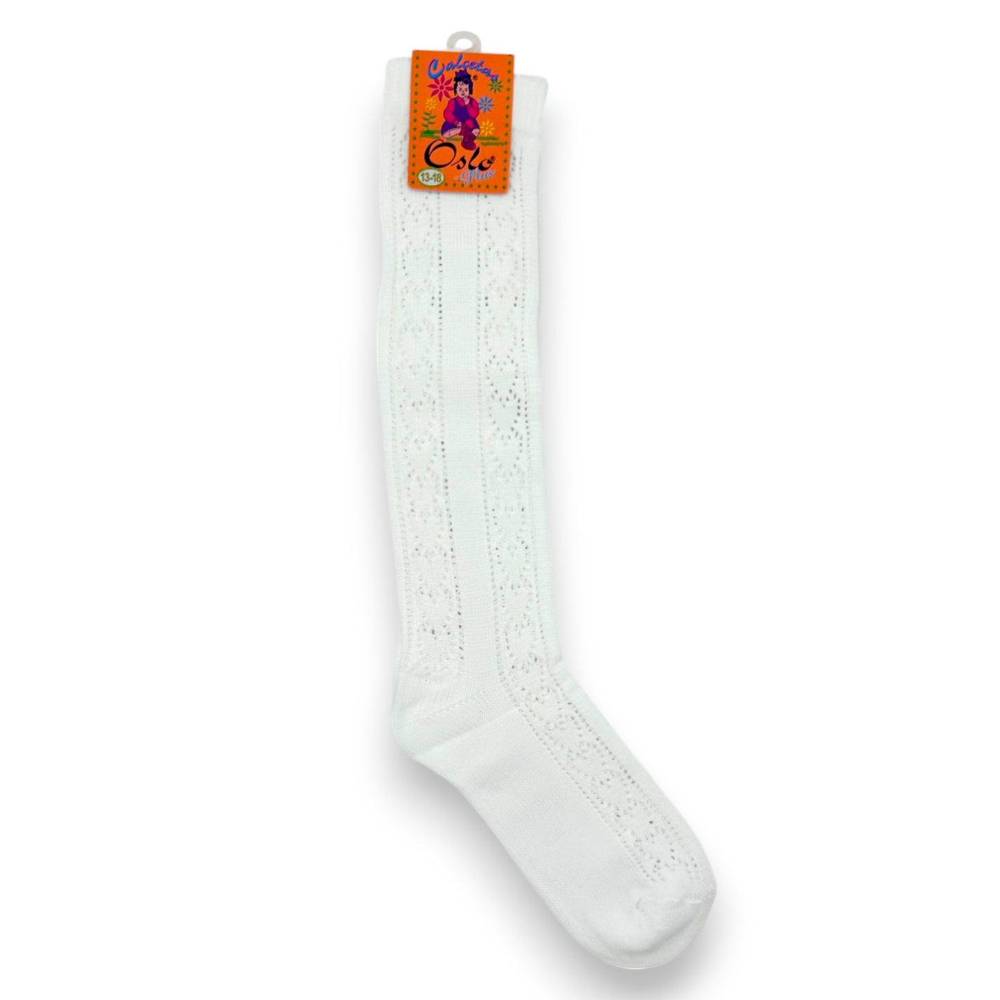 Calceta escolar calada blanca de nylon Oslo paquete de 12