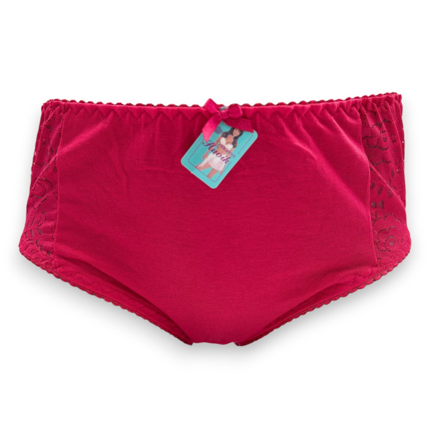 Pantaleta de algodón lisa con encaje lateral surtida dama #254 Huvik paquete de 12
