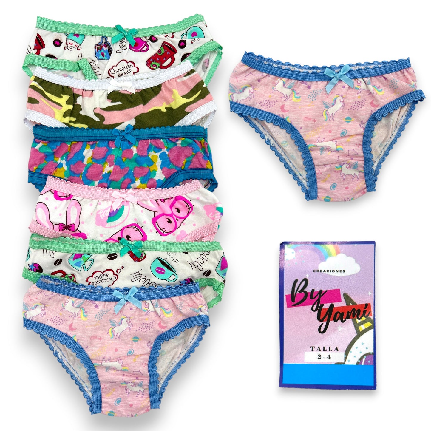 Pantaleta económica estampada niña Fedai paquete de 12