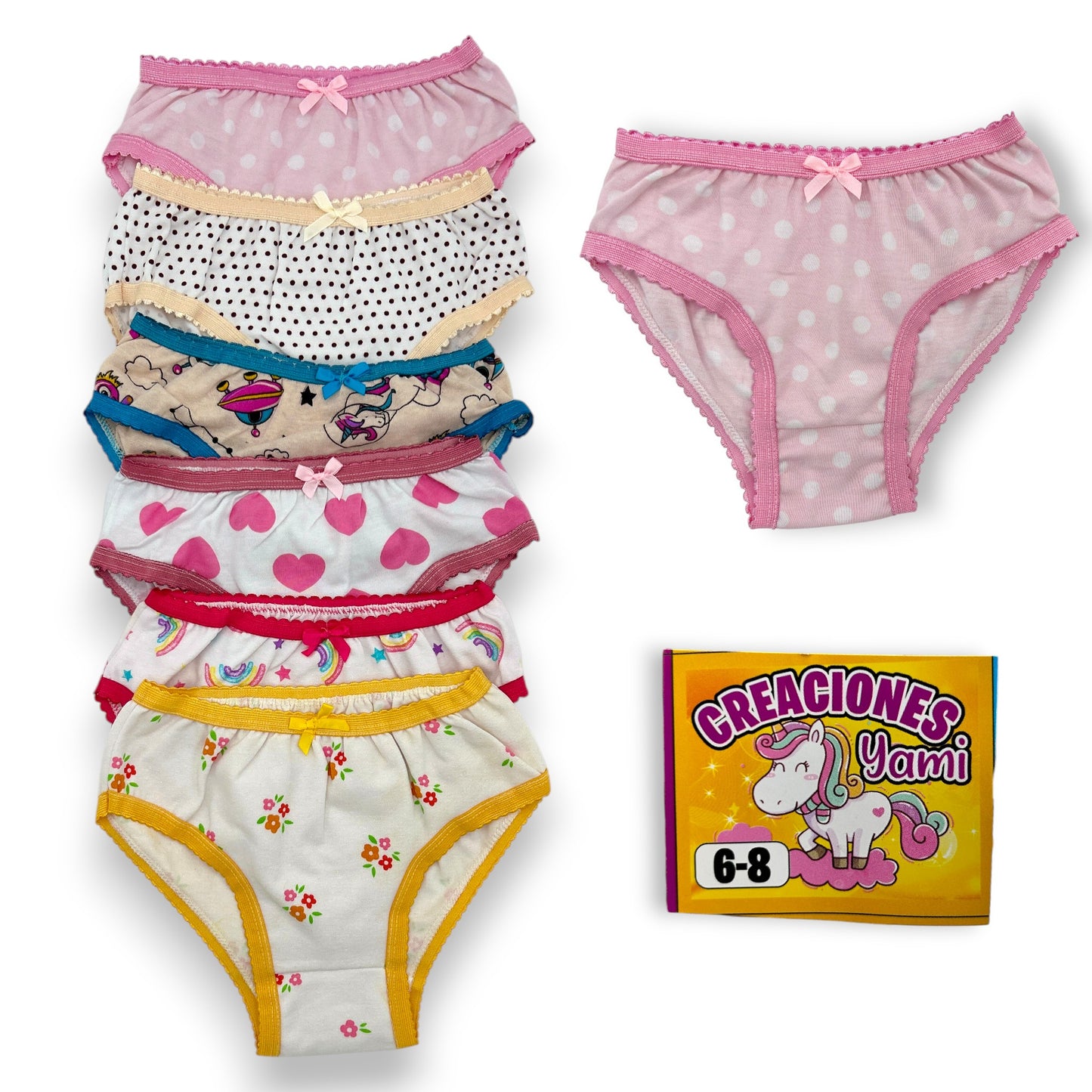 Pantaleta económica estampada niña Fedai paquete de 12