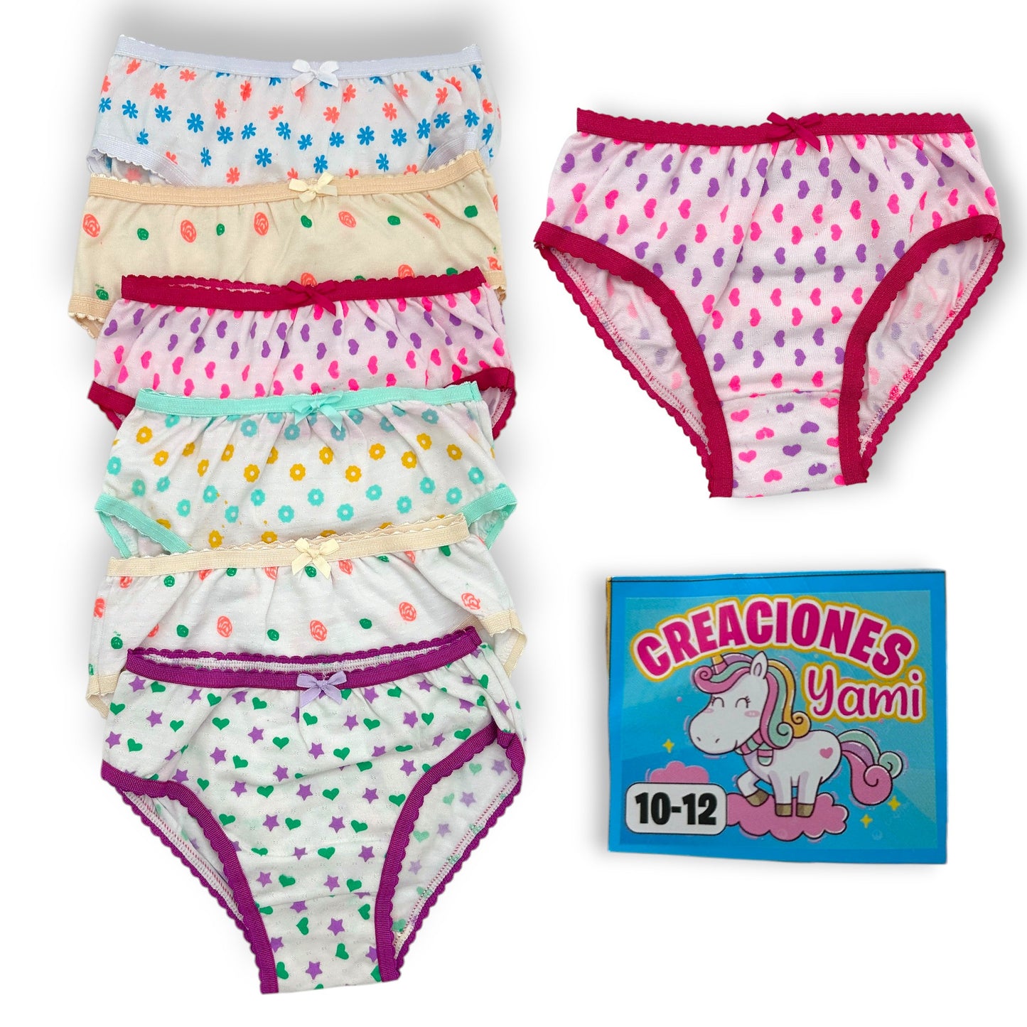 Pantaleta económica estampada niña Fedai paquete de 12