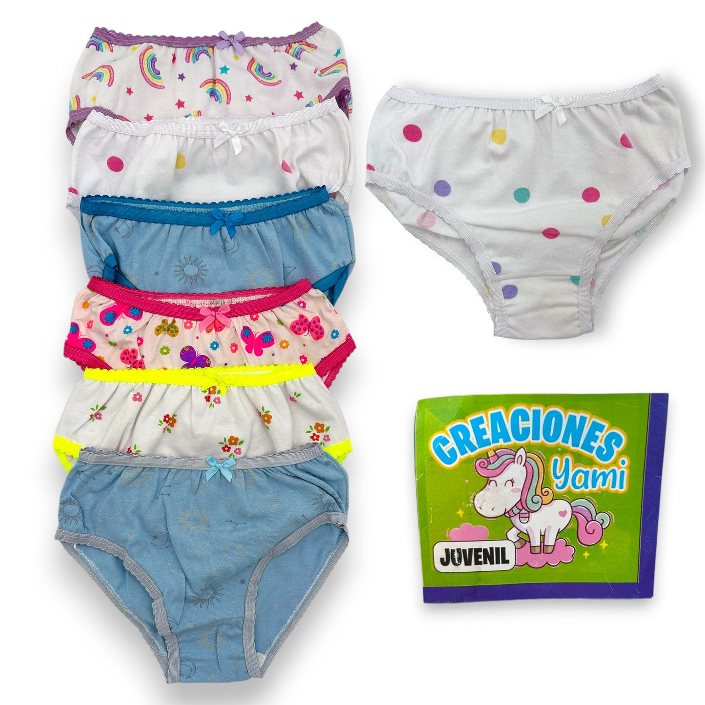 Pantaleta económica estampada niña Fedai paquete de 12