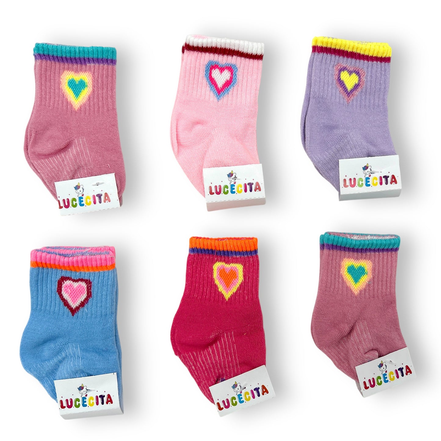 Tin largo corazón surtido unitalla bebe Lucecita paquete de 12