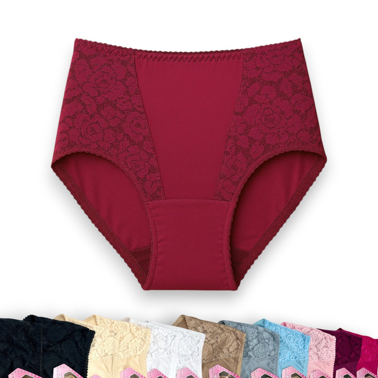 Pantaleta completa con encaje surtida #345 Maleni paquete de 6