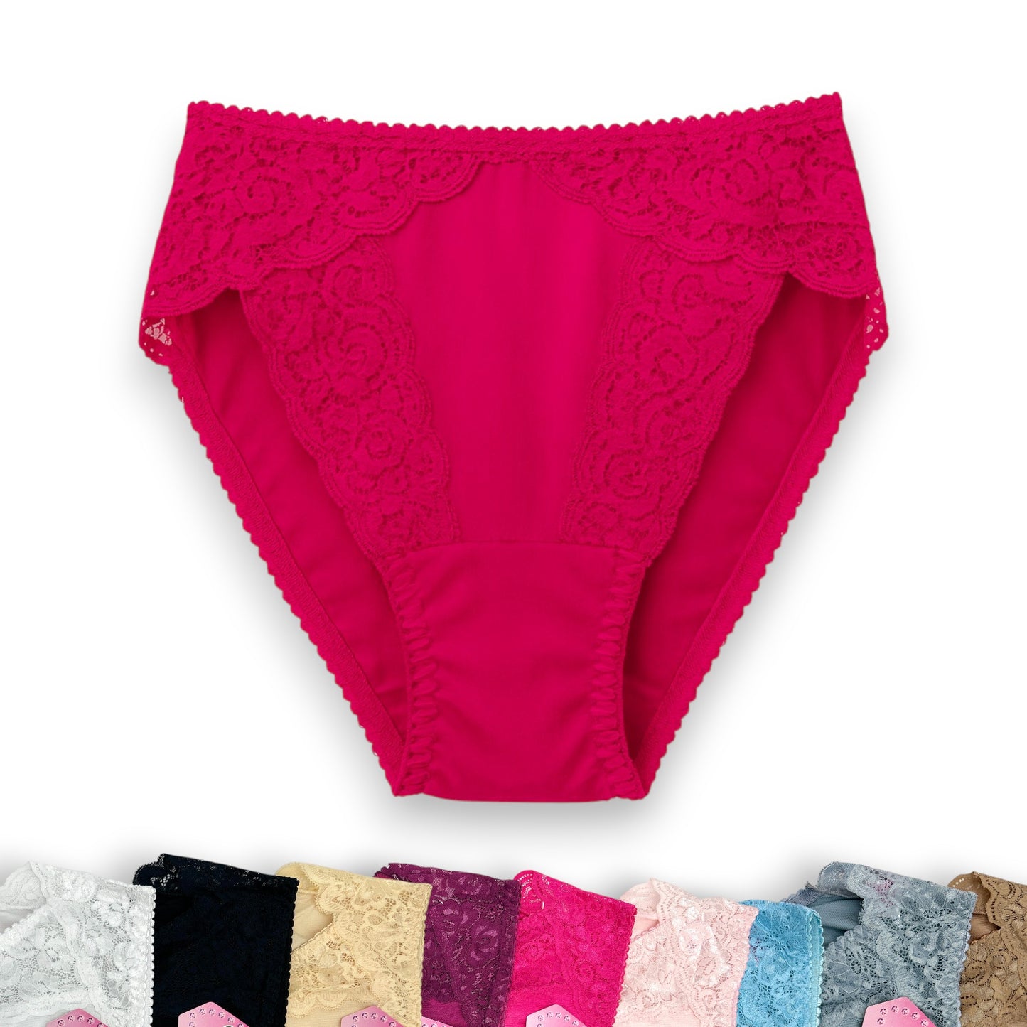 Pantaleta con detalles de encaje surtida #001 Maleni paquete de 6