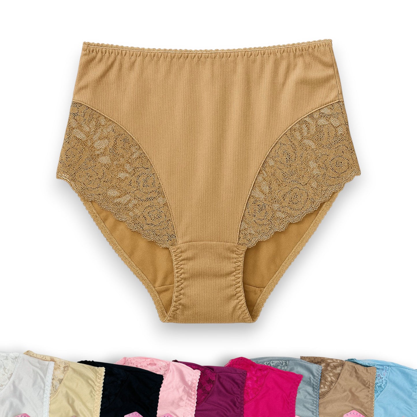 Pantaleta completa encaje en pierna surtida #860 Maleni paquete de 6