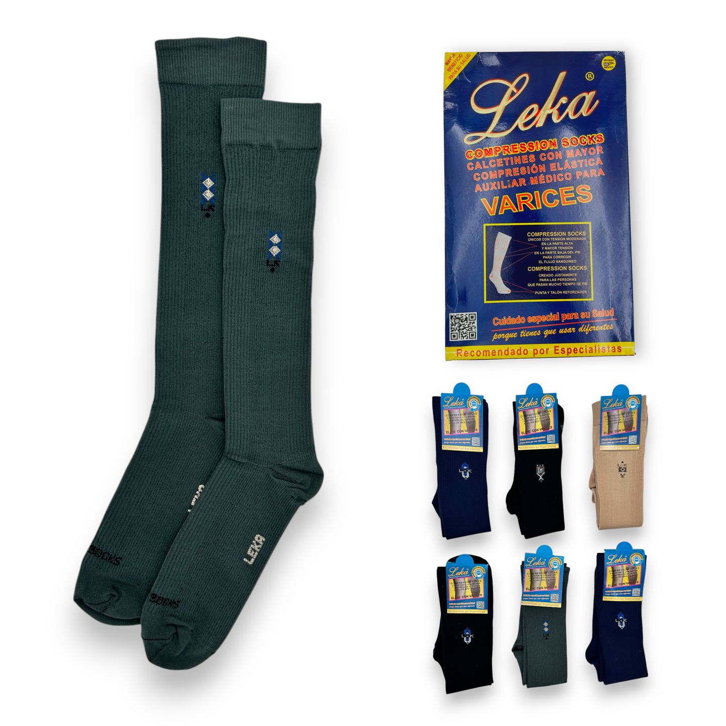 Calcetines compresores para varices leka caballero paquete de 6