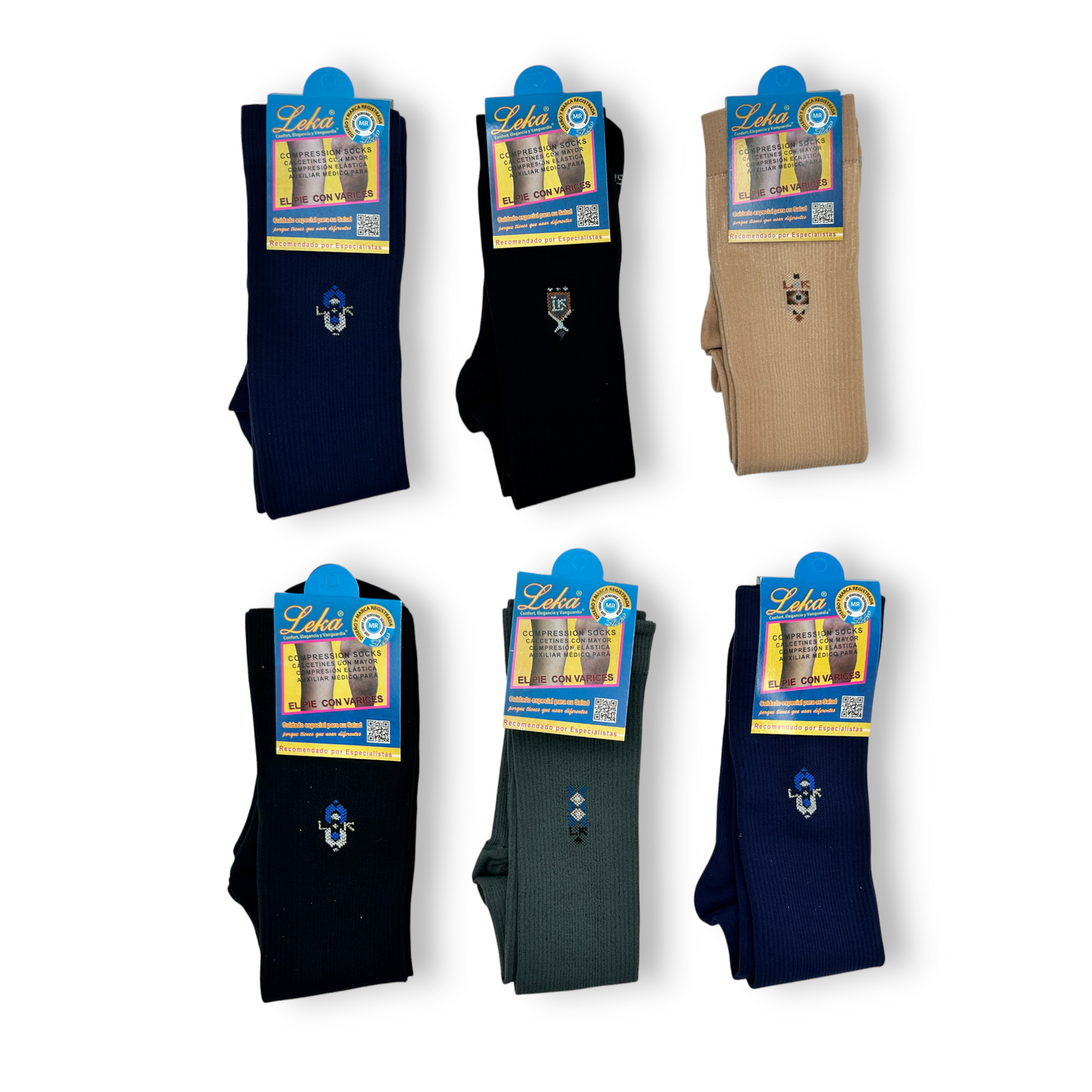 Calcetines compresores para varices leka caballero paquete de 6