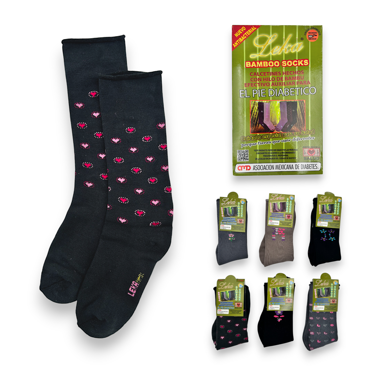 Calcetines sin elastico de bambú #12 leka dama paquete de 6