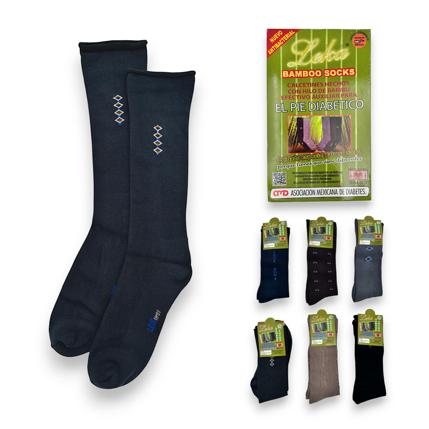 Calcetines sin elastico de bambú #12 leka caballero paquete de 6