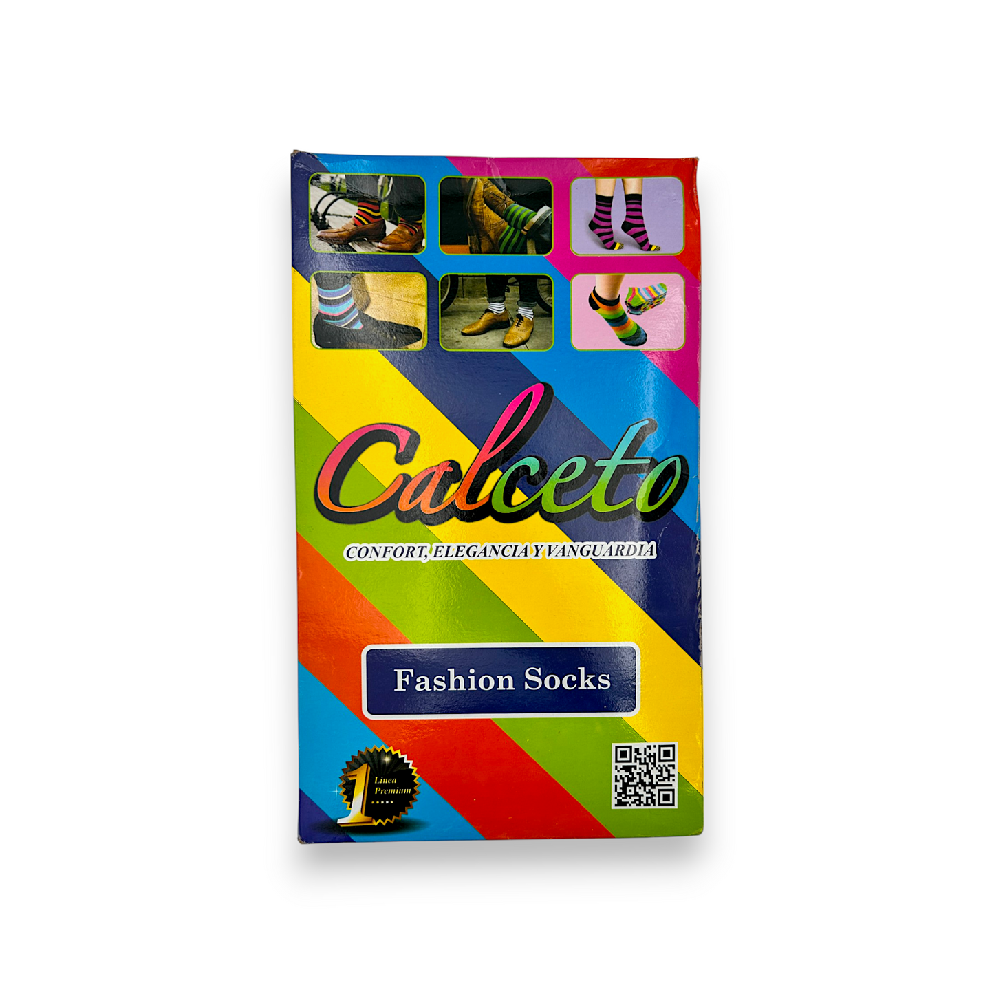 Calcetines de algodón coloridos estampados leka caballero paquete de 6