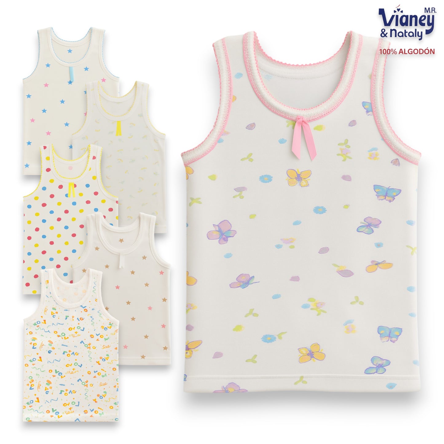 Camiseta estampada infantil niña Vianey paquete de 6
