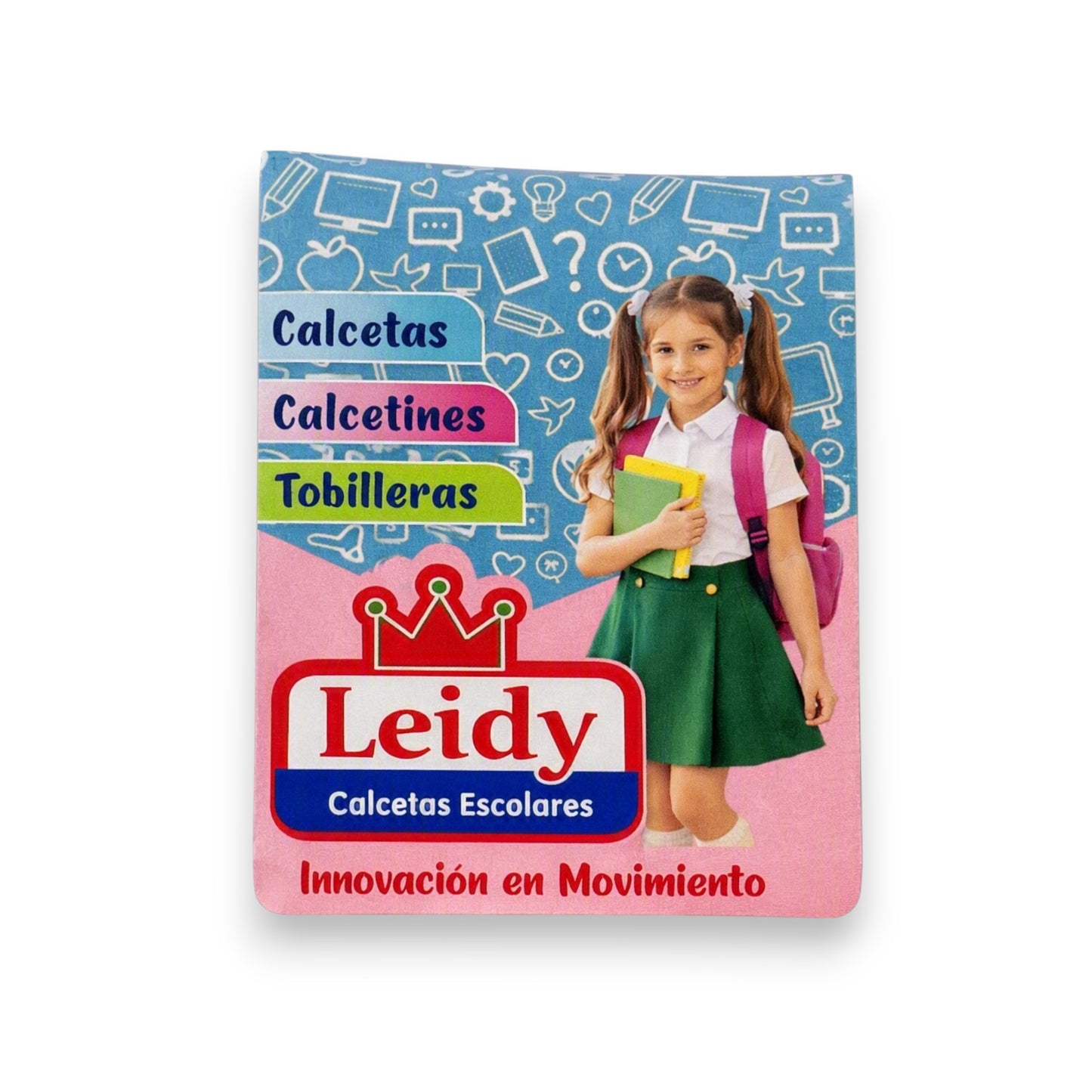 Calceta escolar blanca mil rayas Leidy paquete de 12