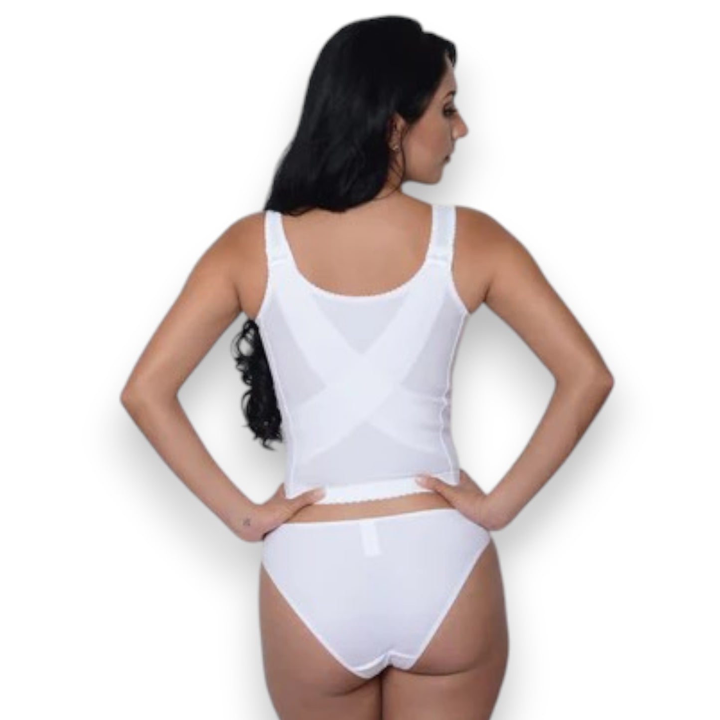 Brassier peto largo con broche frontal y encaje dama #2002