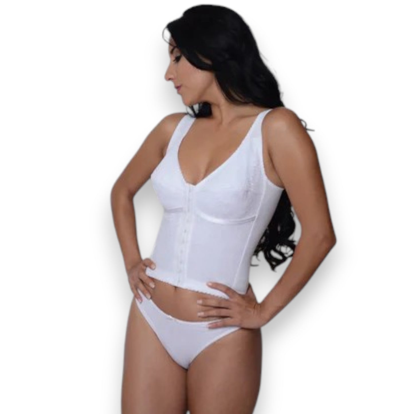 Brassier peto largo con broche frontal y encaje dama #2002