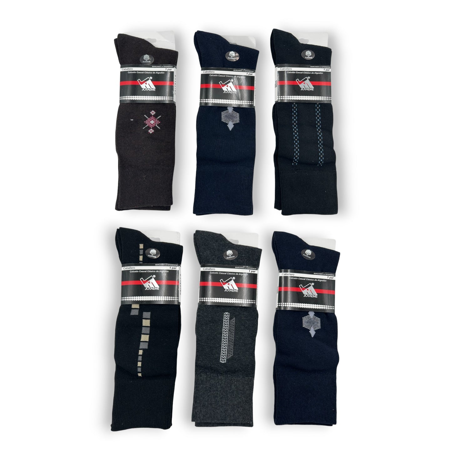 Calcetines de algodón unitalla caballero JM bolsa #101 paquete de 6