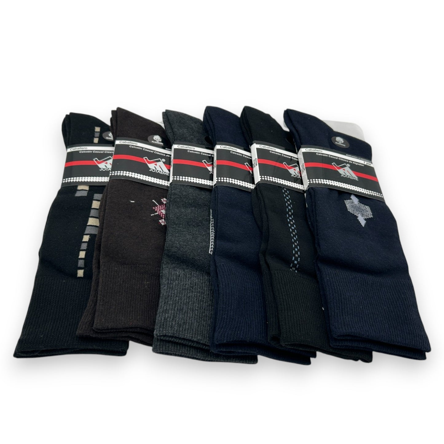 Calcetines de algodón unitalla caballero JM bolsa #101 paquete de 6