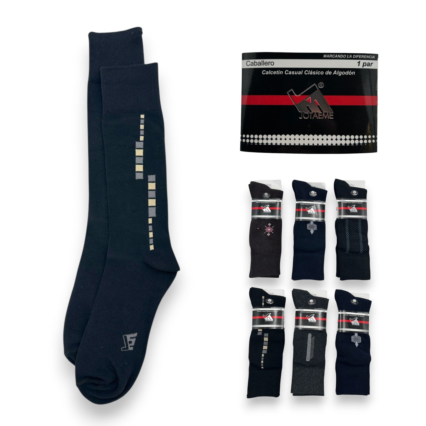 Calcetines de algodón unitalla caballero JM bolsa #101 paquete de 6