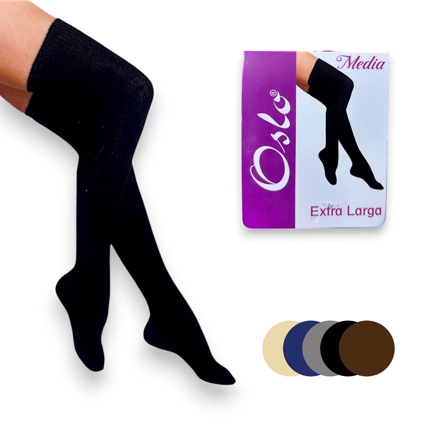 Calceta media extralarga de algodón surtida unitalla dama Oslo paquete de 6