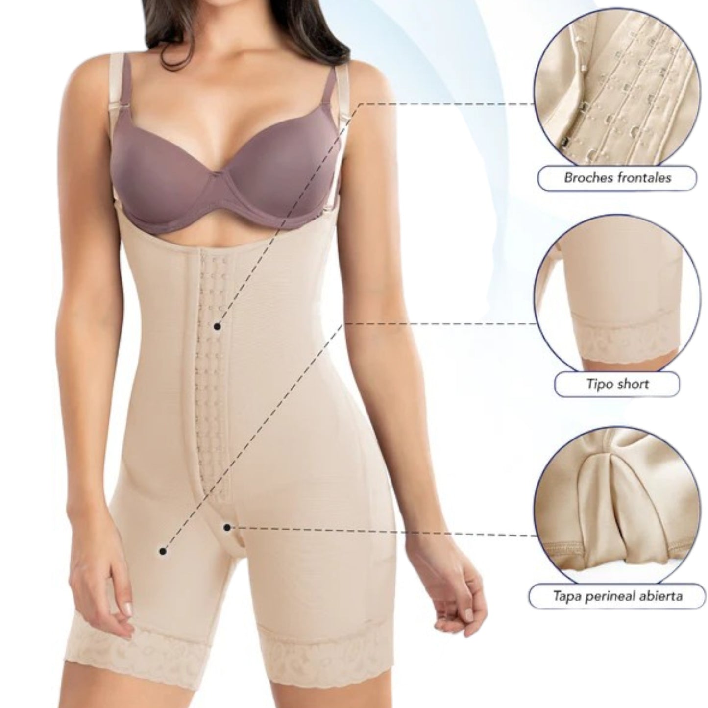 Faja colombiana short senos libres con broches #3174 Romanza