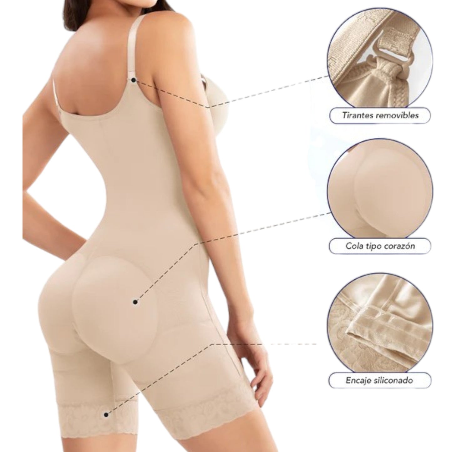Faja colombiana short senos libres con broches #3174 Romanza