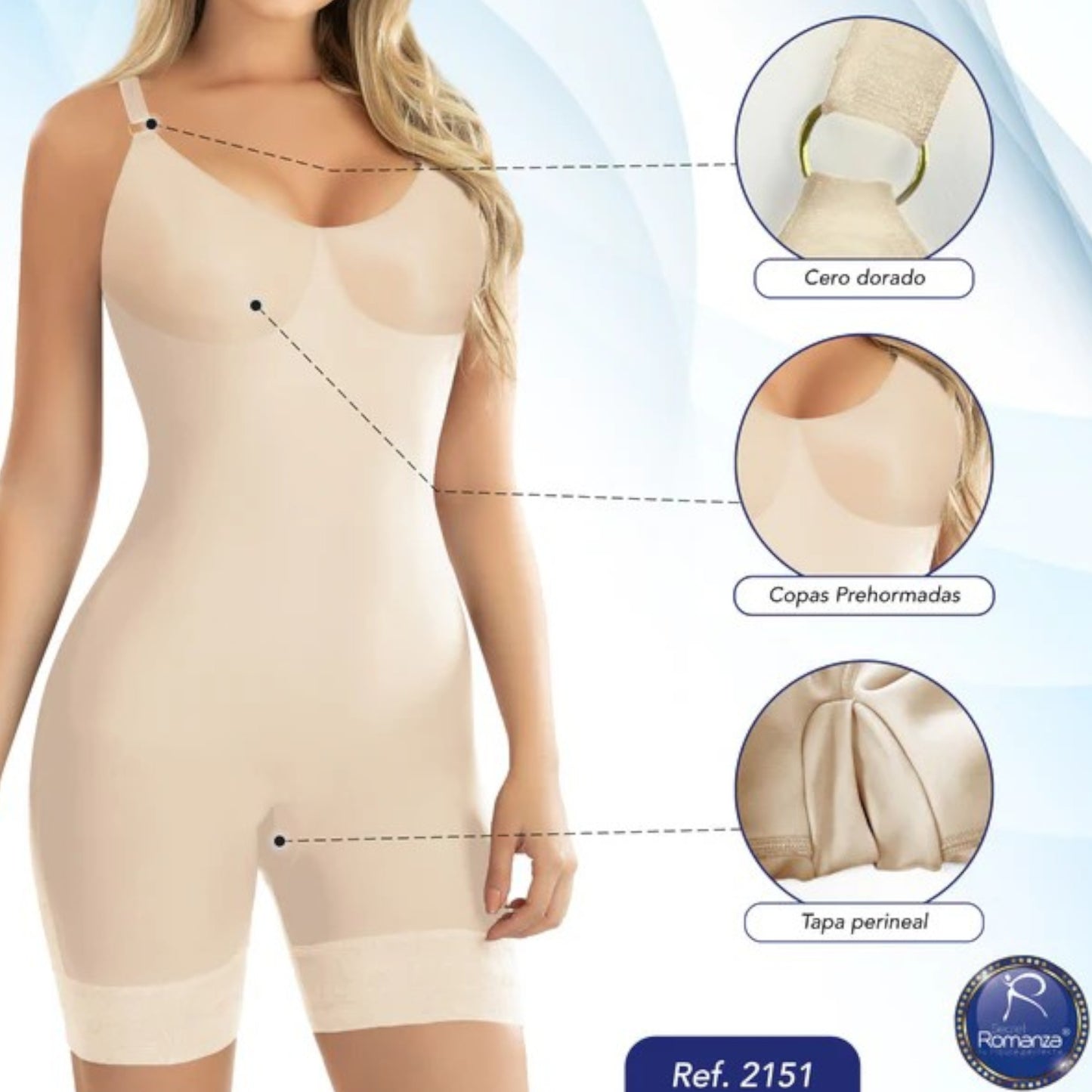 Faja Colombiana Short sin costuras con Brasier Prehormado #2151 Romanza