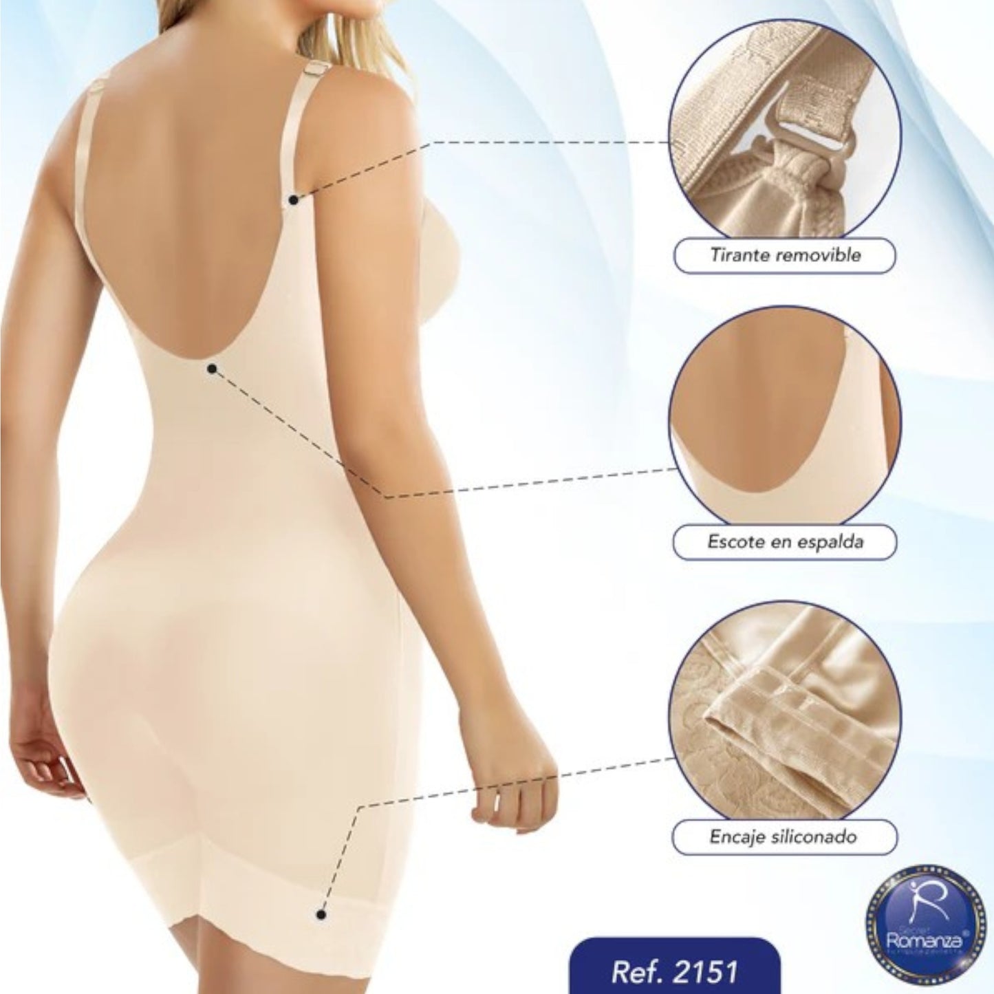 Faja Colombiana Short sin costuras con Brasier Prehormado #2151 Romanza